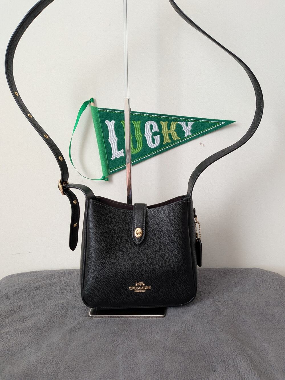 Coach mini Hadley crossbody in black pebble leather
